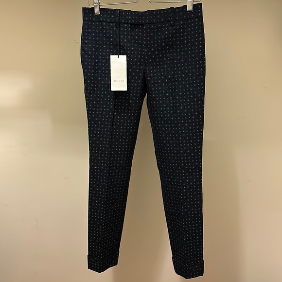 NWT Gucci wool blend jacquard tailored ankle cropped tapered cigarette trouser - Picture 2 of 16